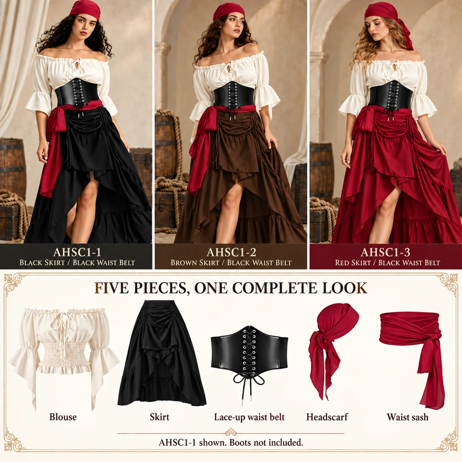 Damski kostium piracki: bluzka – Blouse Off Shoulder recenzja i cena