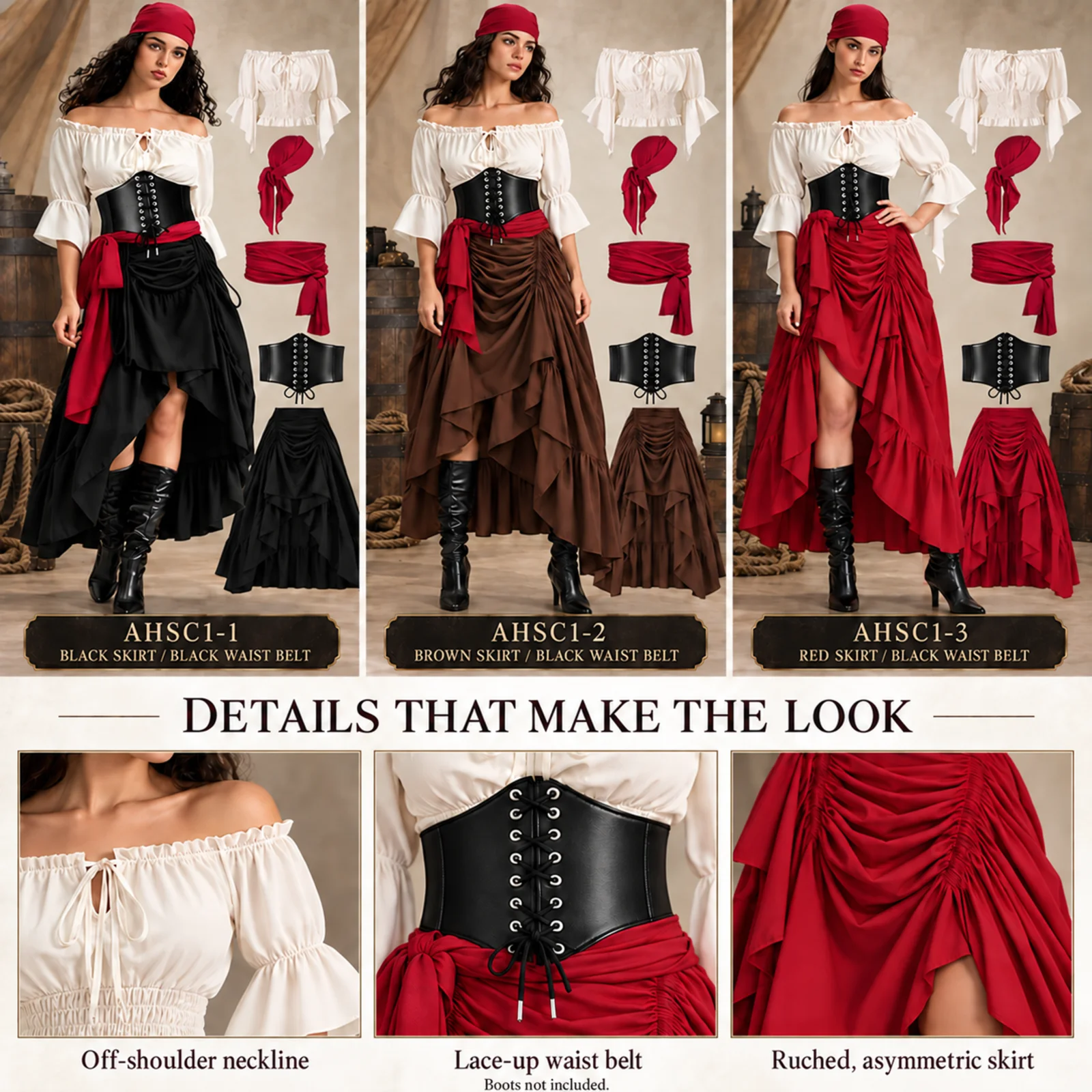 Damski kostium piracki: bluzka – Blouse Off Shoulder recenzja i cena